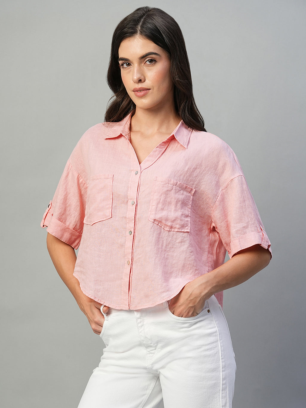 Women's Rose 100% Linen Boxy Fit Blouse