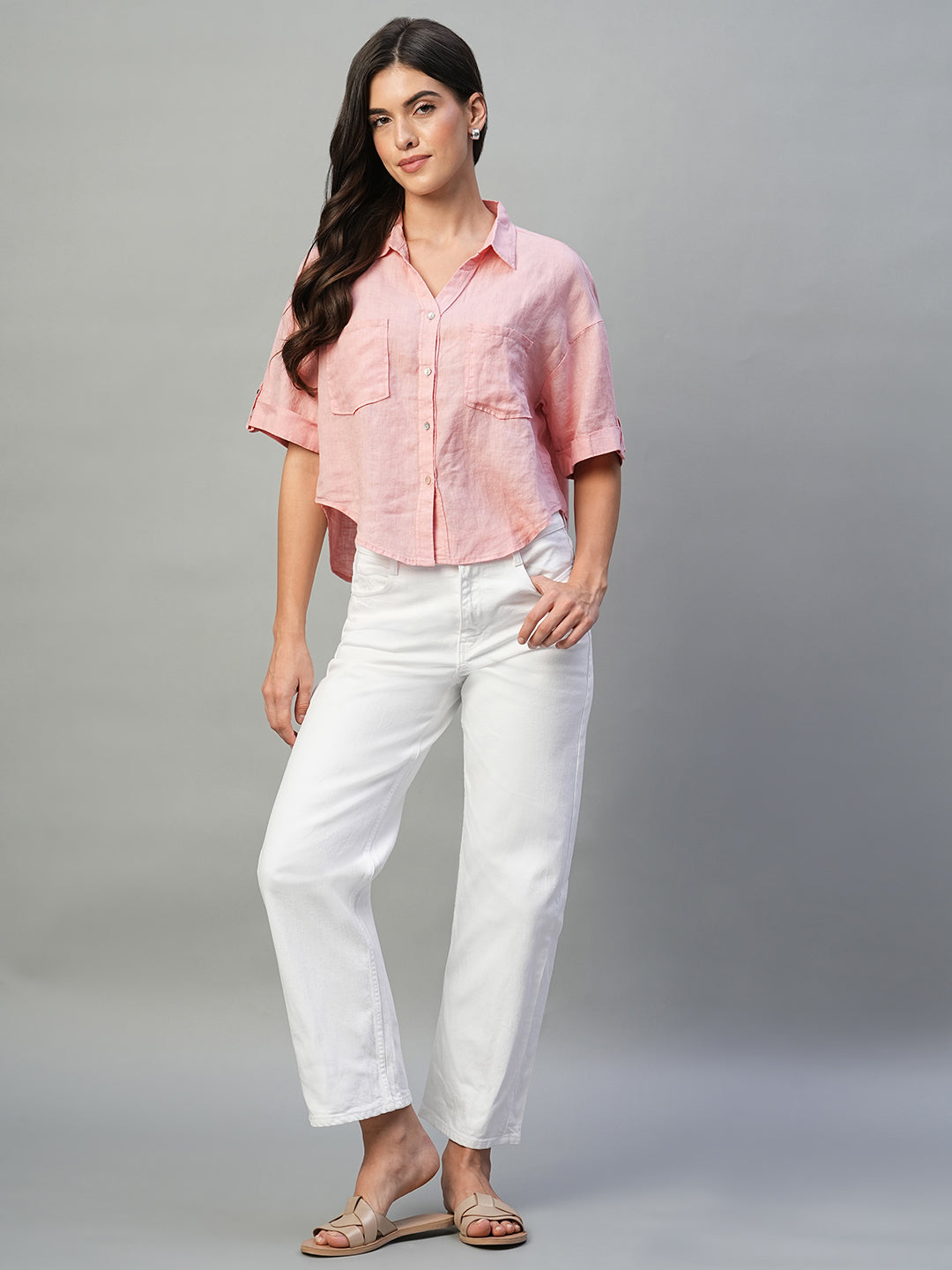 Women's Rose 100% Linen Boxy Fit Blouse