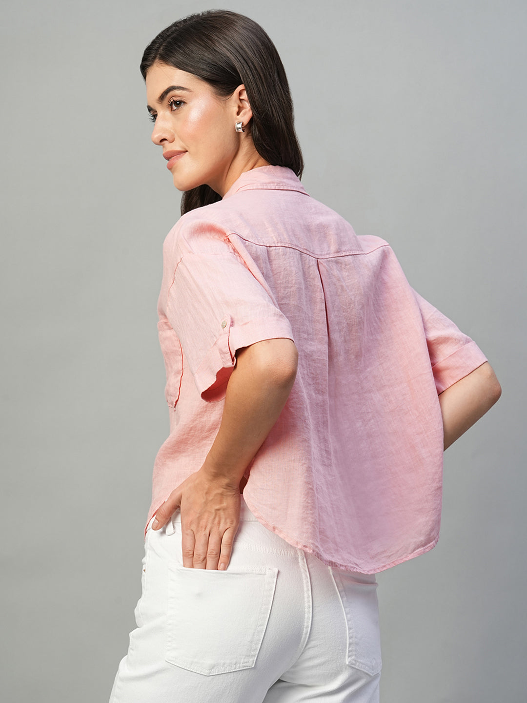 Women's Rose 100% Linen Boxy Fit Blouse