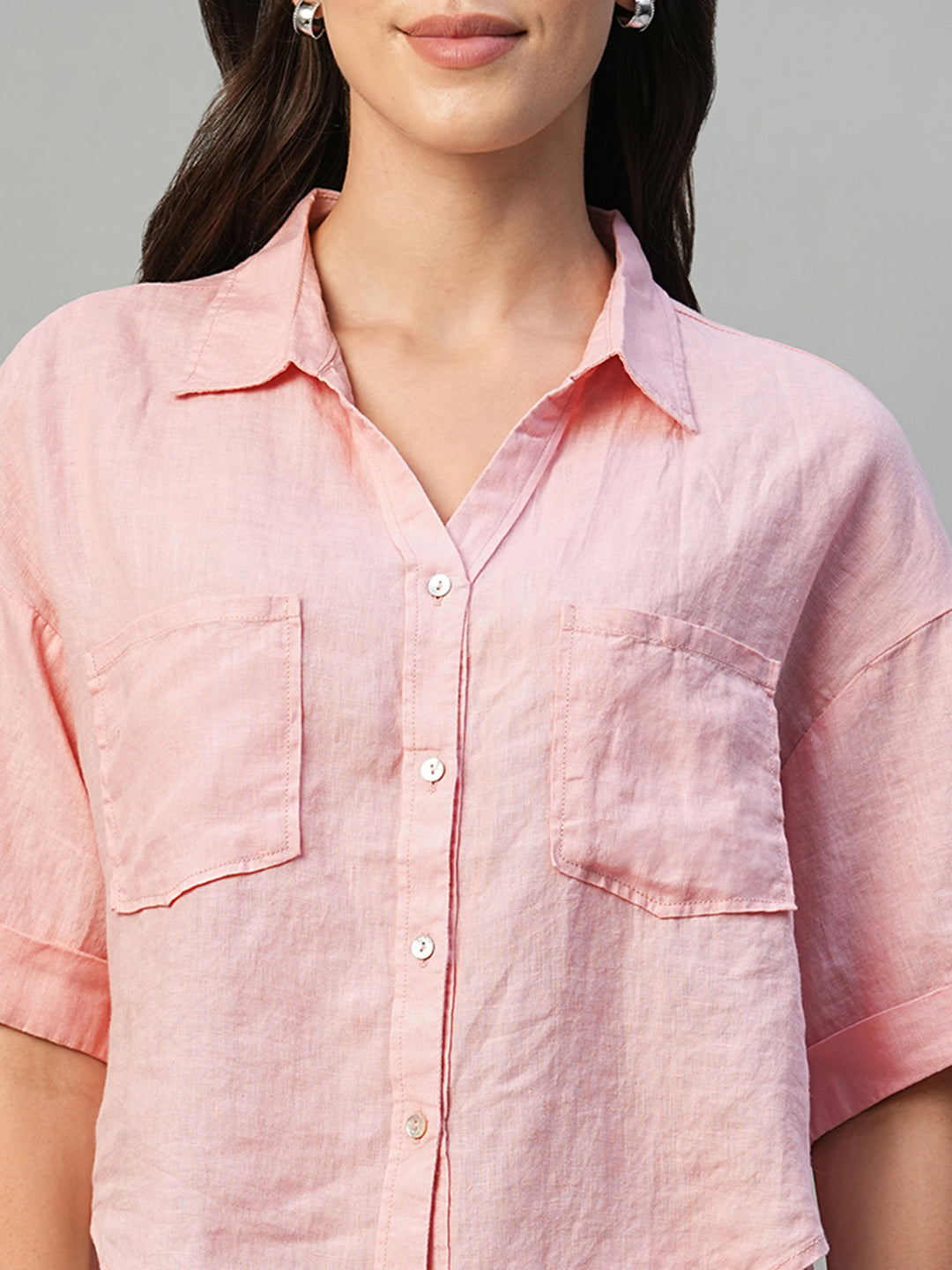 Women's Rose 100% Linen Boxy Fit Blouse