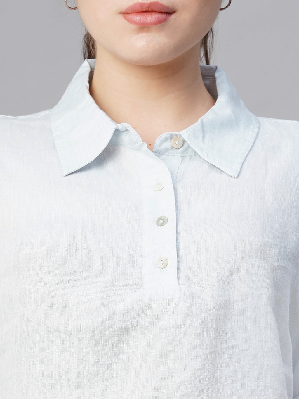 Women's Blue Linen Regular Fit Blouse