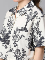 Women's Black Cotton Linen Boxy Fit Blouse