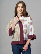 Women's Maroon 100% Cotton Boxy Fit Blouse