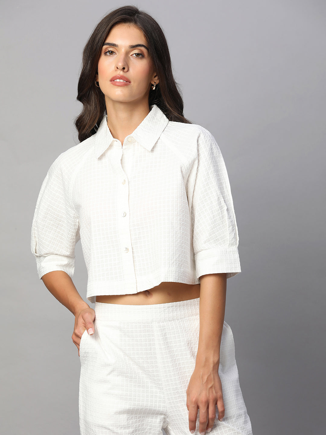 Women's White 100% Cotton Regular Fit Blouse