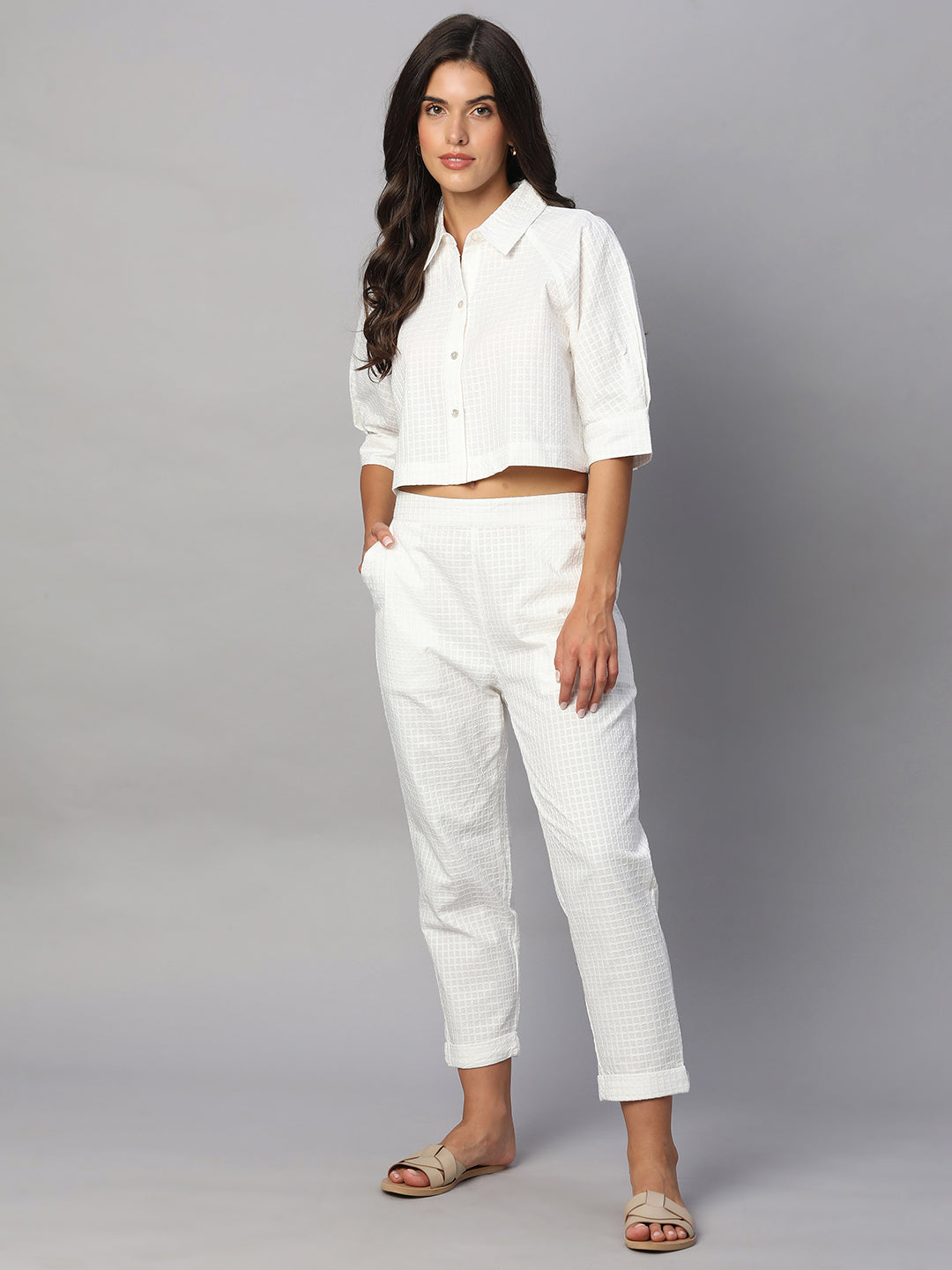 Women's White 100% Cotton Regular Fit Blouse