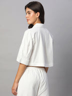 Women's White 100% Cotton Regular Fit Blouse