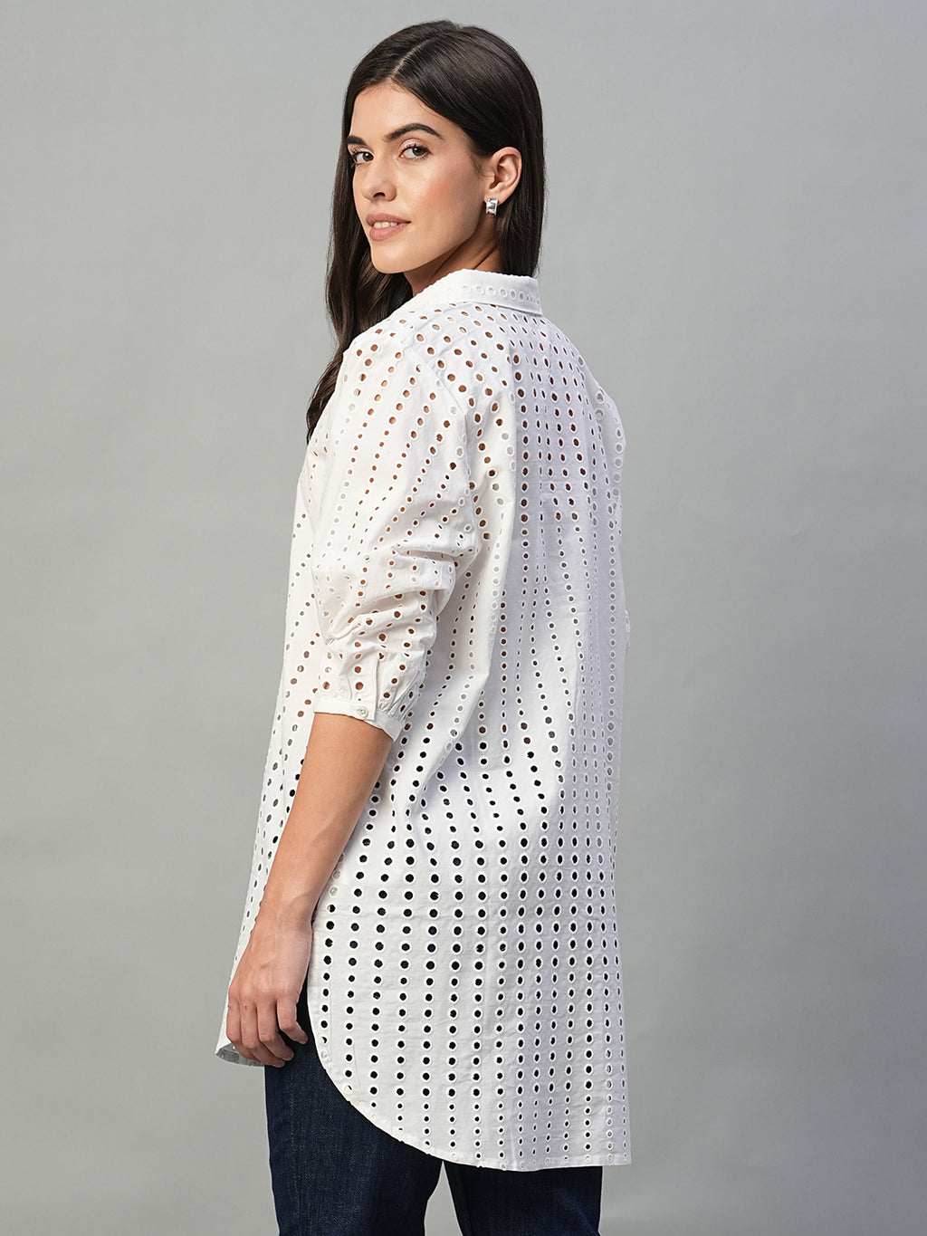 Women's White 100% Cotton Regular Fit Blouse