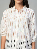 Women's White 100% Cotton Regular Fit Blouse