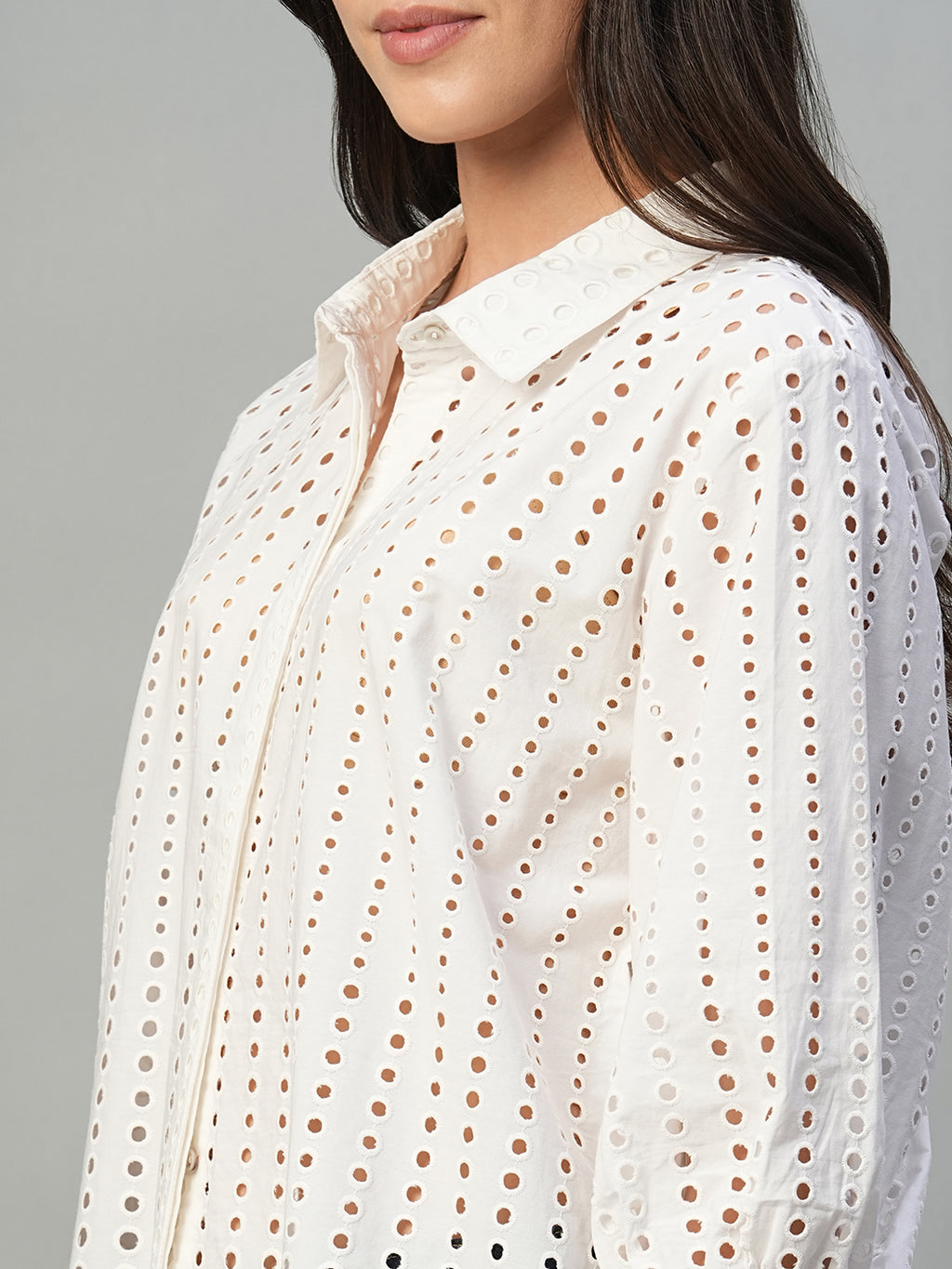 Women's White 100% Cotton Regular Fit Blouse