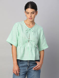 Women’s Linen Regular Fit Blouse Green