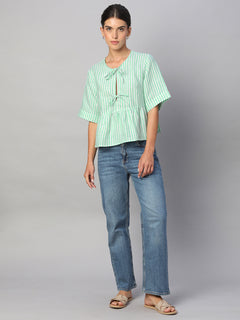 Women’s Linen Regular Fit Blouse Green