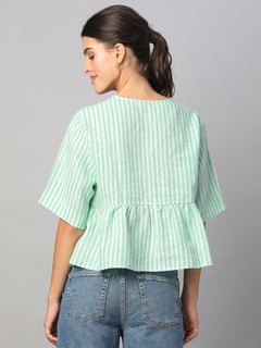 Women’s Linen Regular Fit Blouse Green