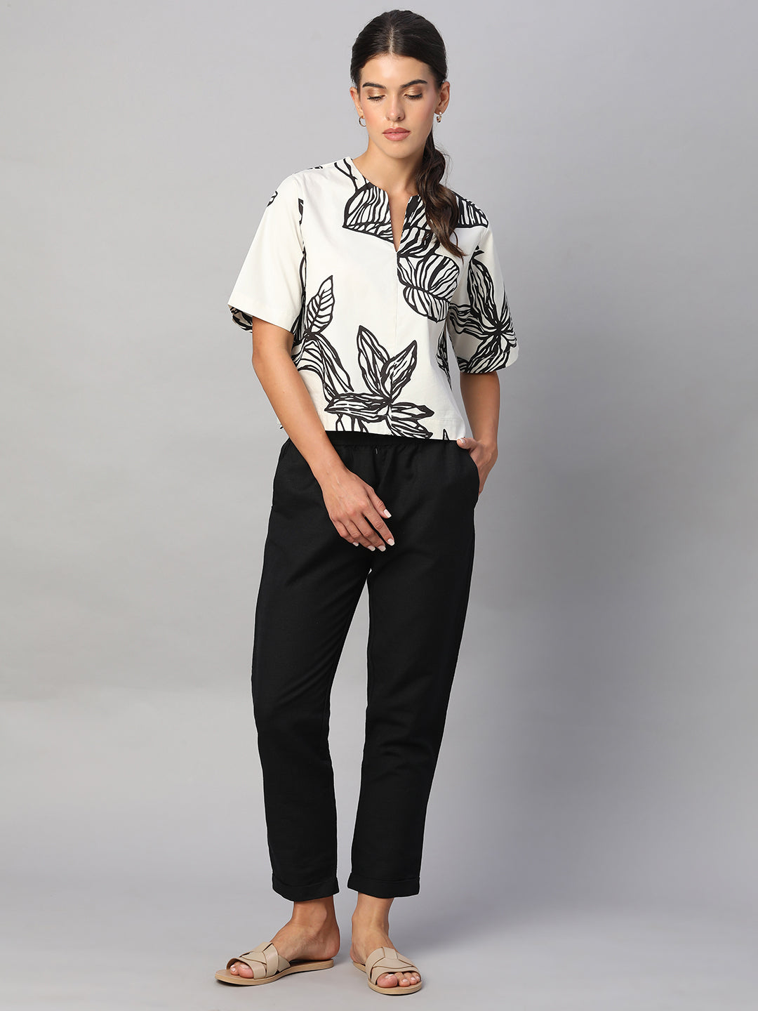Women's White 100% Cotton Boxy Fit Blouse