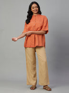 Women's Coral 100% Linen Boxy Fit Blouse