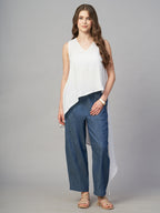 Women's White 100% Linen Regular Fit Blouse