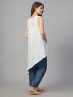 Women's White 100% Linen Regular Fit Blouse