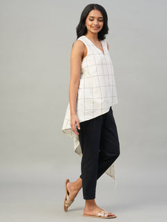 Women's 100% Cotton Regular Fit Blouse Natural/Black