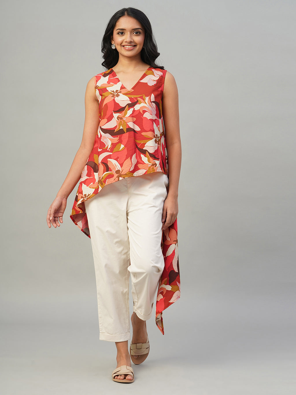 Women's Red 100% Viscose Regular Fit Blouse