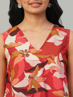 Women's Red 100% Viscose Regular Fit Blouse