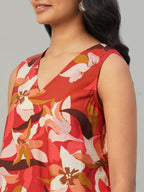 Women's Red 100% Viscose Regular Fit Blouse