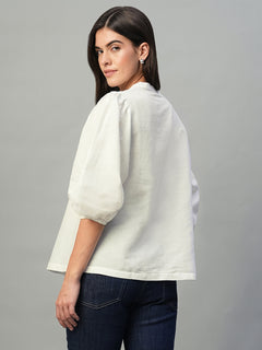 Women's Linen Cotton Regular Fit Blouse White