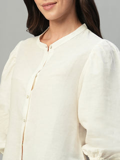 Women's Linen Cotton Regular Fit Blouse White