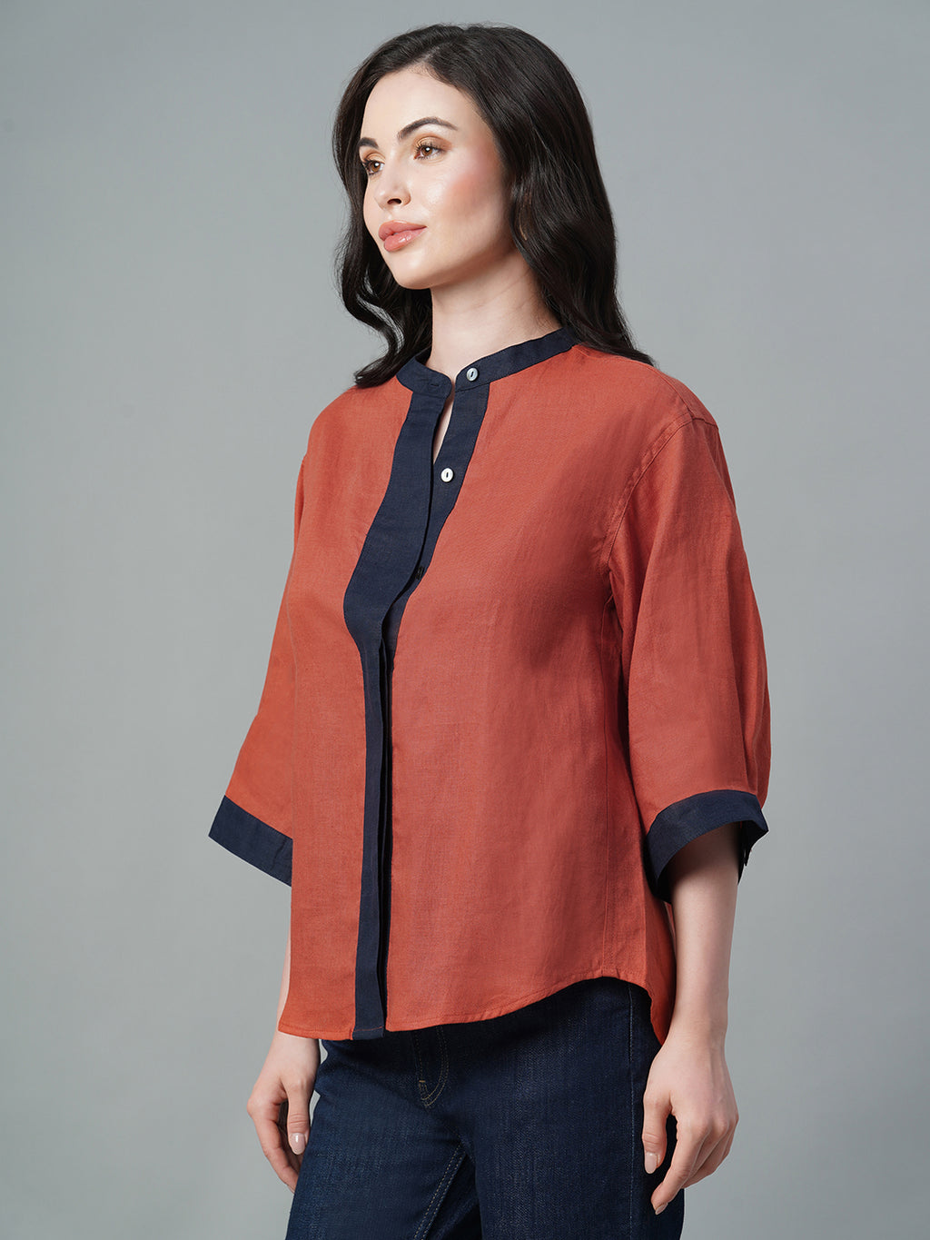 Women's Amber 100% Linen Regular Fit Blouse