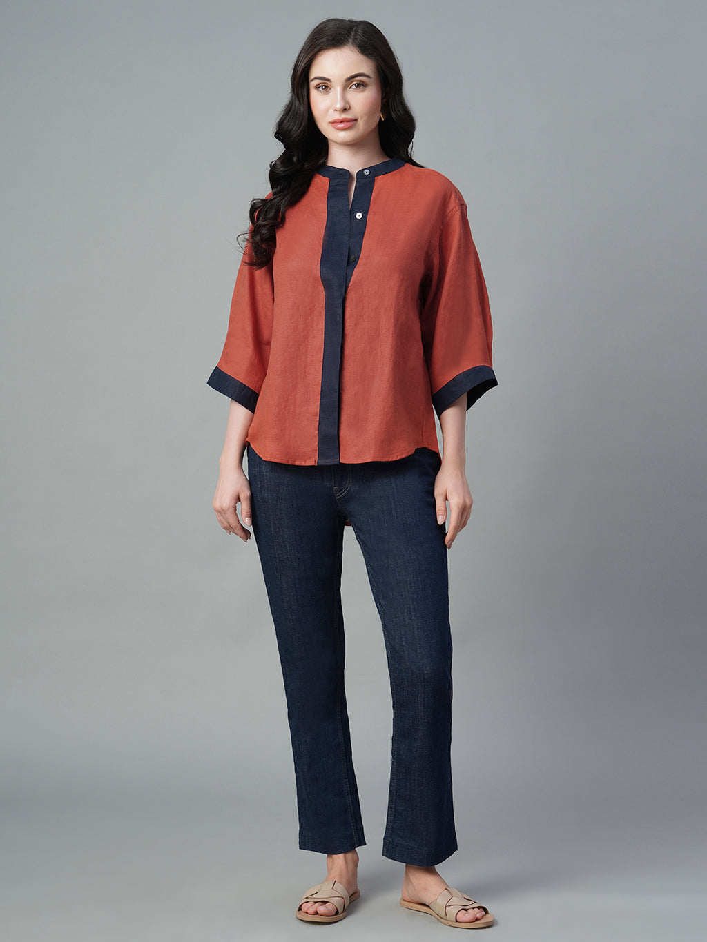 Women's Amber 100% Linen Regular Fit Blouse