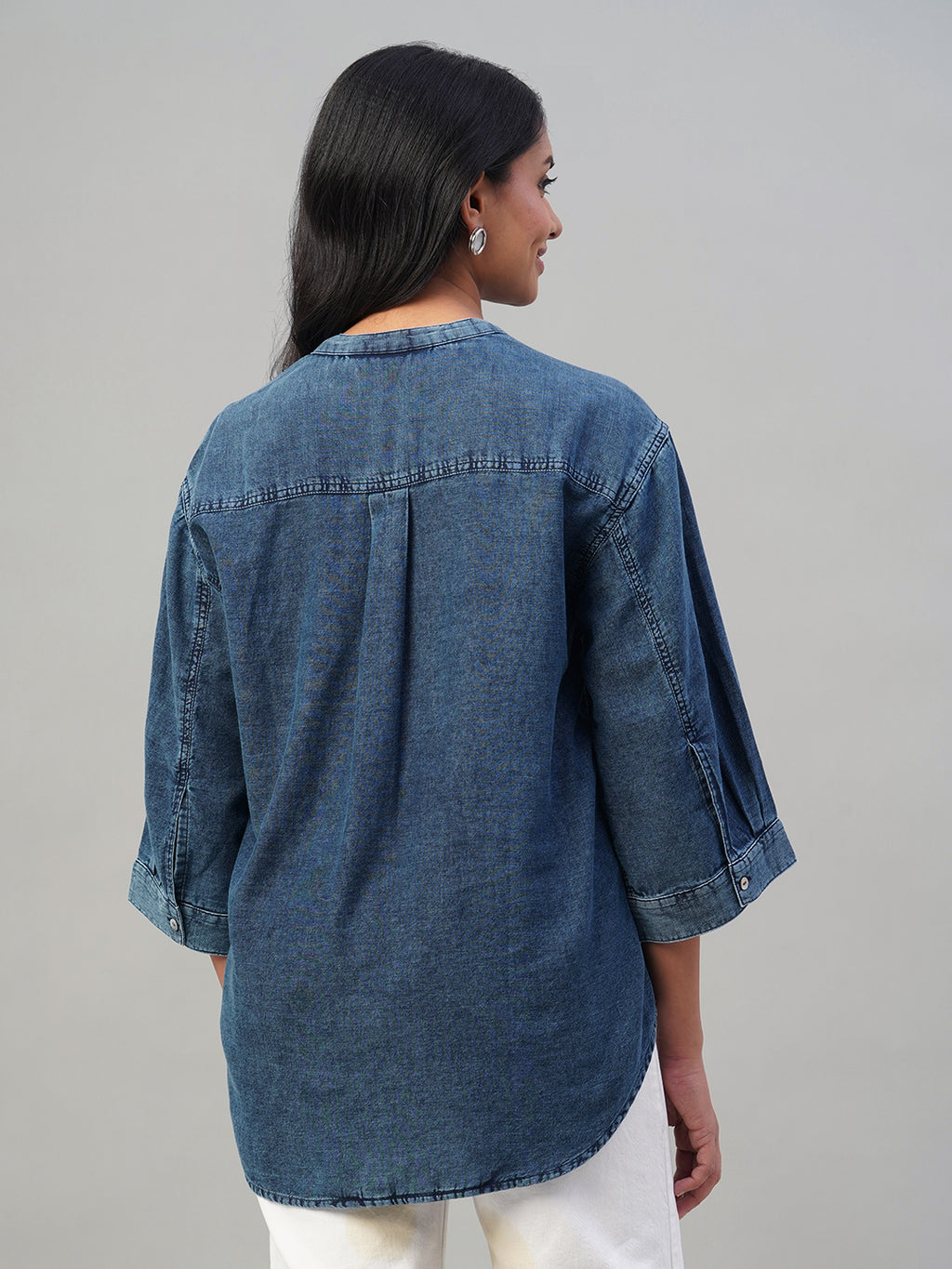 Women's Indigo 100% Cotton Regular Fit Blouse