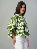 Women's Green Viscose Regular Fit Blouse