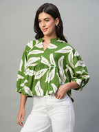 Women's Green Viscose Regular Fit Blouse