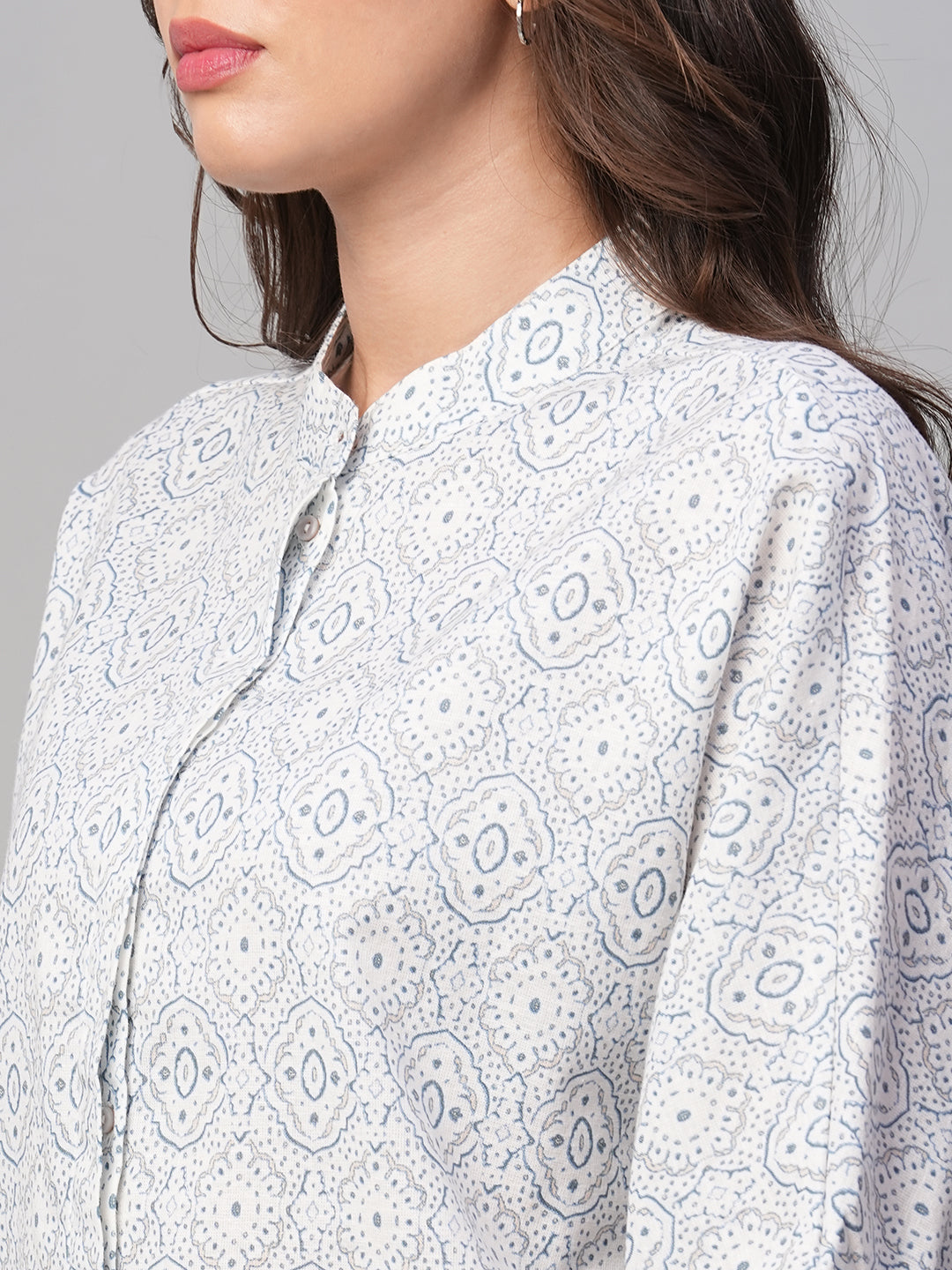 Women's White Linen Viscose Regular Fit Blouse