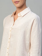 Women's Offwhite 100% Linen Regular Fit Blouse