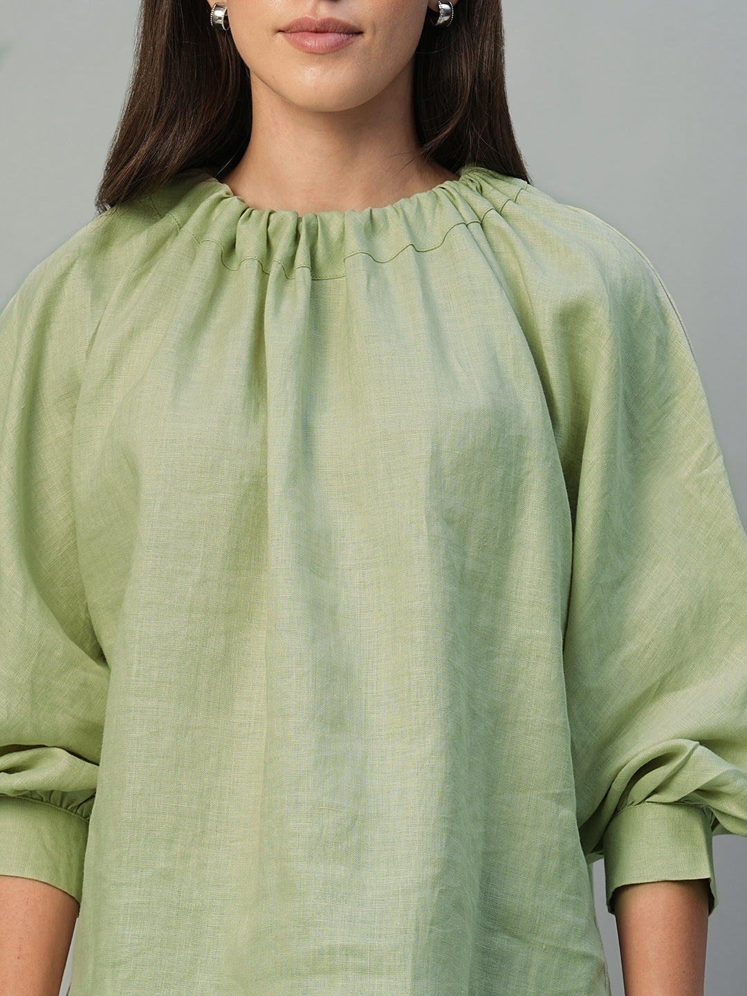 Women's Sage 100% Linen Regular Fit Blouse