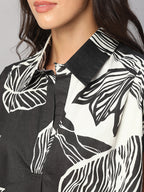 Women's White/Black 100% Cotton Boxy Fit Blouse