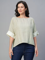 Women's Natural 100% Linen Boxy Fit Blouse