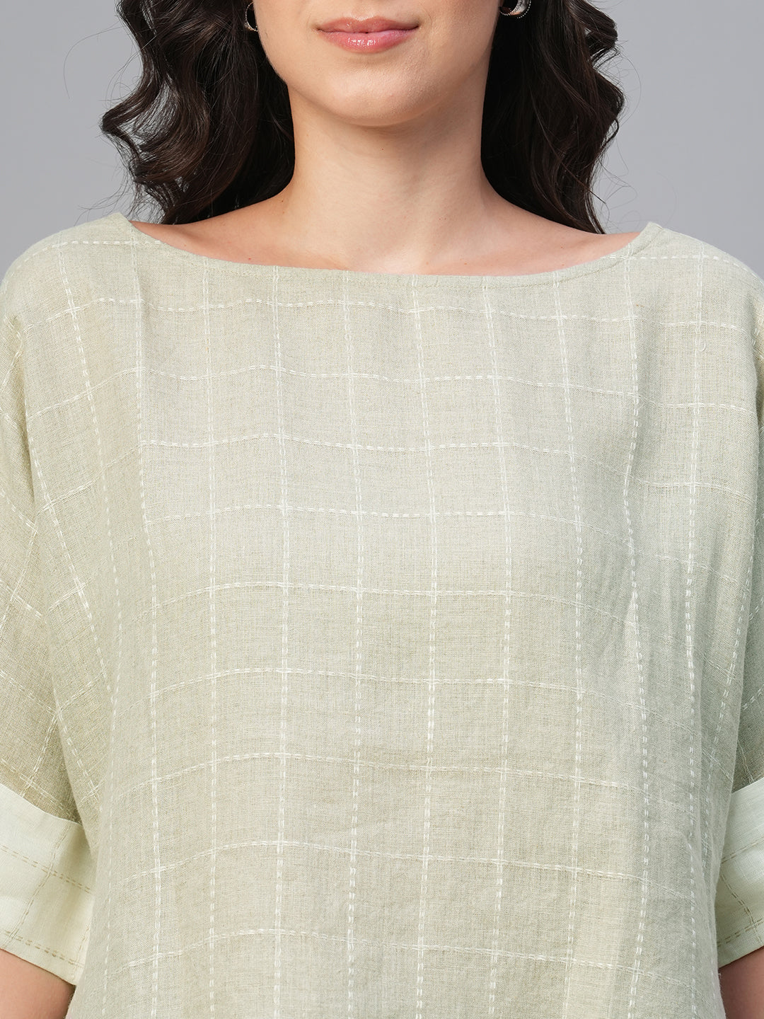 Women's Natural 100% Linen Boxy Fit Blouse