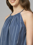 Women's Blue 100% Cotton Regular Fit Blouse