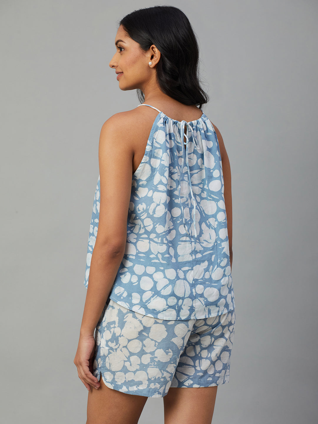 Women's Blue 100% Cotton Regular Fit Blouse