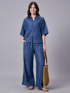 Women's Denim 100% Tencel Boxy Fit Blouse