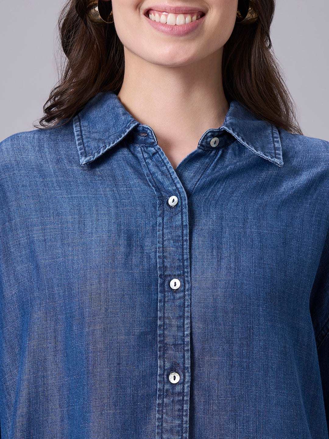 Women's Denim 100% Tencel Boxy Fit Blouse