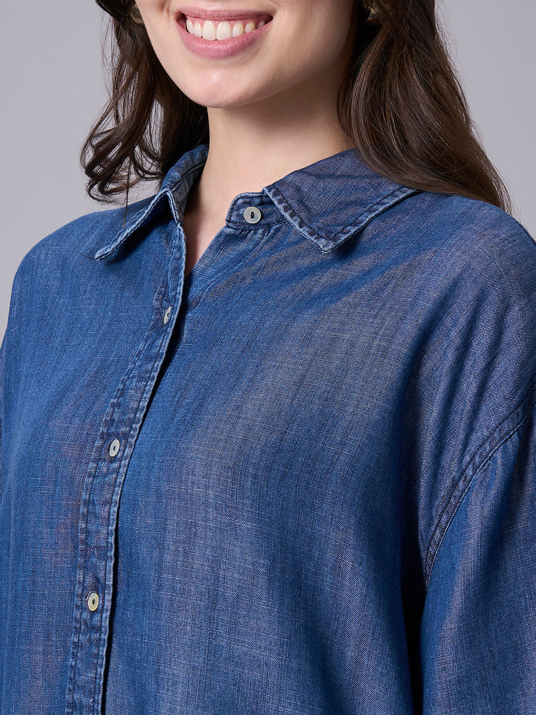 Women's Denim 100% Tencel Boxy Fit Blouse