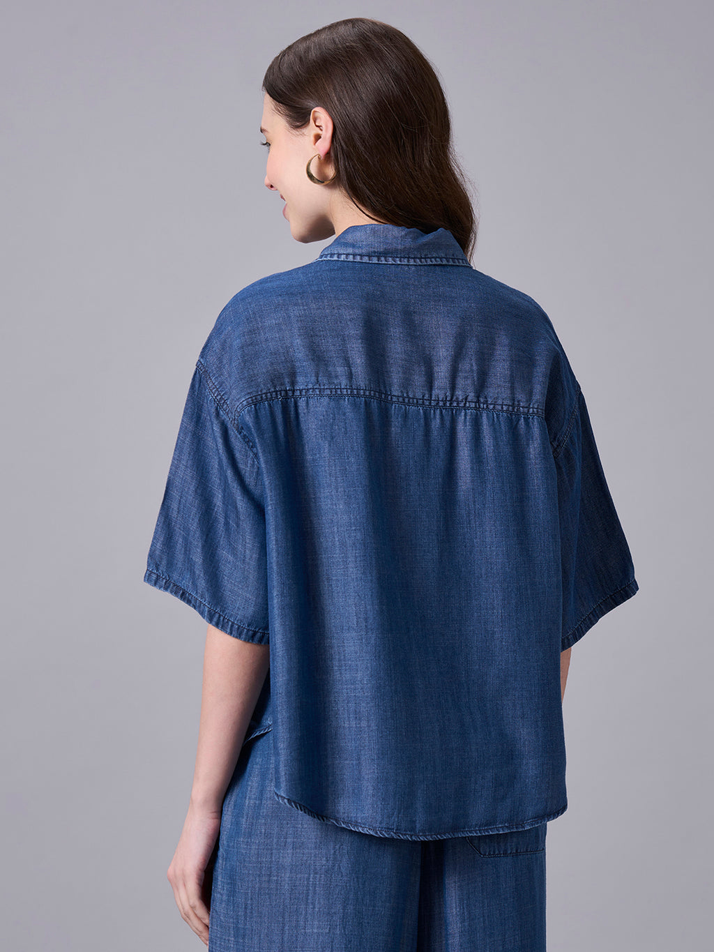 Women's Denim 100% Tencel Boxy Fit Blouse