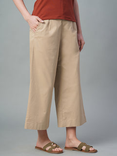 Women’s Cotton Lycra Regular Fit Culotte Khaki