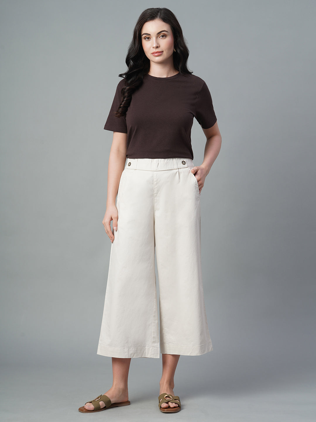 Women's Natural Cotton Lycra Regular Fit Culotte