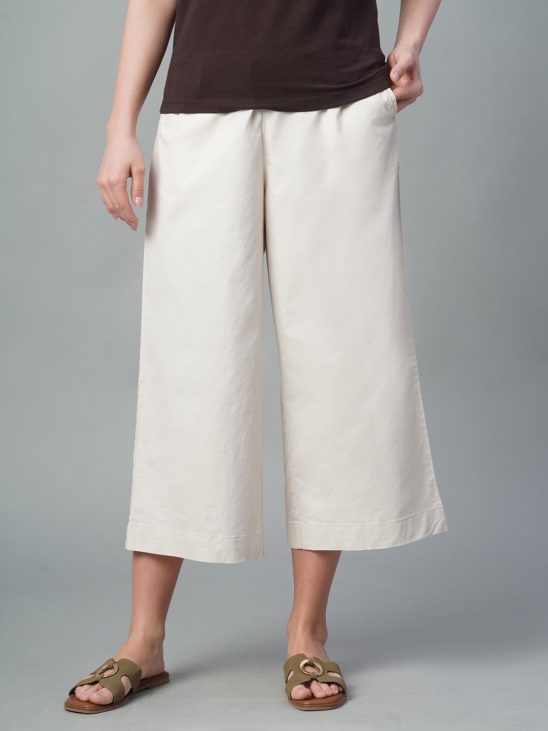 Women's Natural Cotton Lycra Regular Fit Culotte
