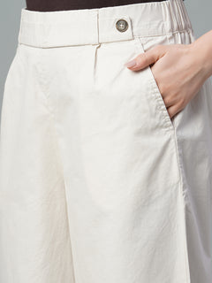 Women’s Cotton Lycra Regular Fit Culotte Natural