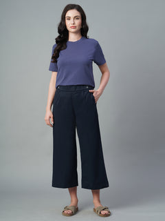 Women’s Cotton Lycra Regular Fit Culotte Navy