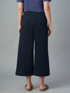 Women's Navy Cotton Lycra Regular Fit Culotte