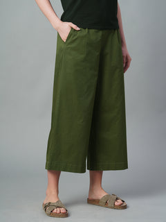 Women’s Cotton Lycra Regular Fit Culotte Olive